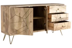 Miliboo Anrichte mit Kerbung aus Mangoholz und goldfarbenem Metall LINUM* Sideboards