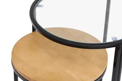 Miliboo Ausziehbare Beistelltische aus gehärtetem Glas und massivem Mangoholz TAHL* Beistelltische
