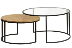 Miliboo Ausziehbare Couchtische aus gehärtetem Glas und massivem Mangoholz TAHL* Couchtische