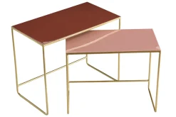 Miliboo Ausziehbare Couchtische terrakotta, rosé und vergoldet (2er-Set) WESS* Couchtische|Beistelltische