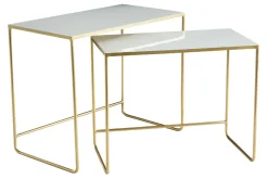 Miliboo Ausziehbare Couchtische weiß und vergoldet (2er-Set) WESS* Couchtische|Beistelltische