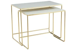 Miliboo Ausziehbare Couchtische weiß und vergoldet (2er-Set) WESS* Couchtische|Beistelltische