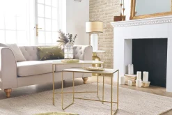 Miliboo Ausziehbare Couchtische weiß und vergoldet (2er-Set) WESS* Couchtische|Beistelltische