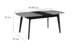 Miliboo Ausziehbare Tischplatte aus schwarzen Furnier 140+40x90 cm MEENA* Ausziehtische