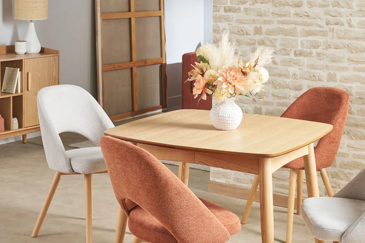 Miliboo Ausziehbarer Esstisch Esche naturell Länge 90?130 cm NORDECO* Ausziehtische
