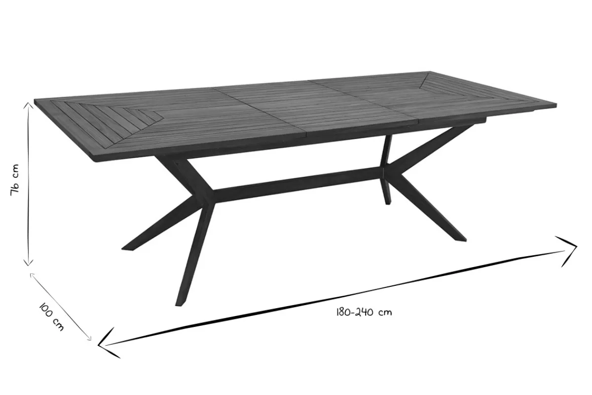 Miliboo Ausziehbarer Gartentisch mit integrierter Verlängerung aus Massivholz B180-240 cm SANTO* Gartentische
