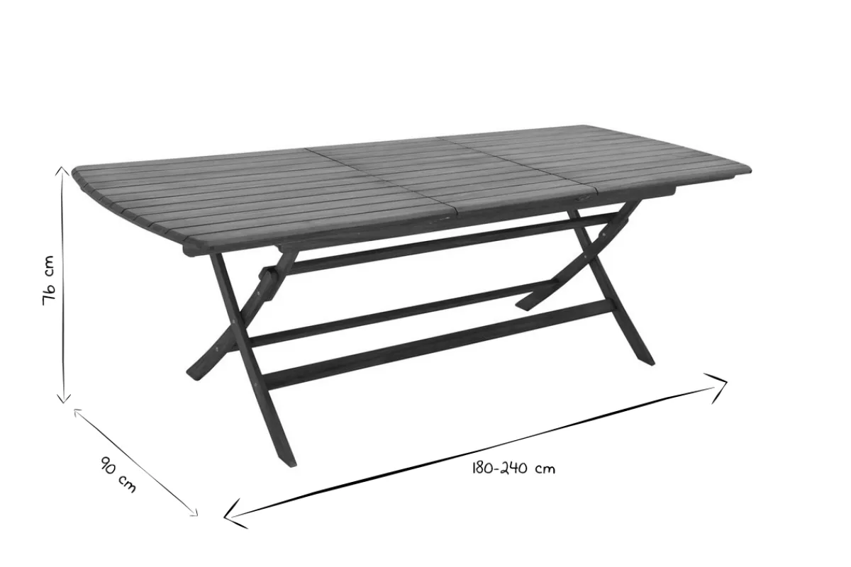 Miliboo Ausziehbarer Gartentisch mit integrierter Verlängerung aus Massivholz B180-240 cm CANOPEE* Gartentische