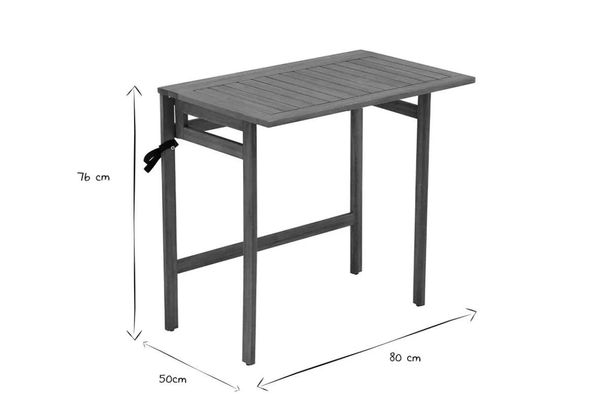 Miliboo Balkon-Klapptisch aus Massivholz B80 cm CARMEN* Gartentische