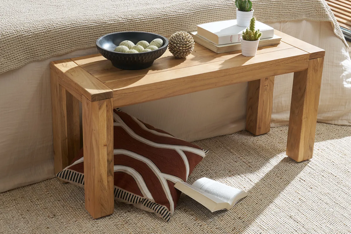 Miliboo Bank aus massivem Akazienholz B95 cm BALTO* Holzstühle|Bänke