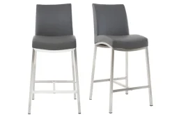 Miliboo Barhocker Aluminium gebürstet PU Dunkelgrau 66 cm (2er-Set) OLLY* Barhocker