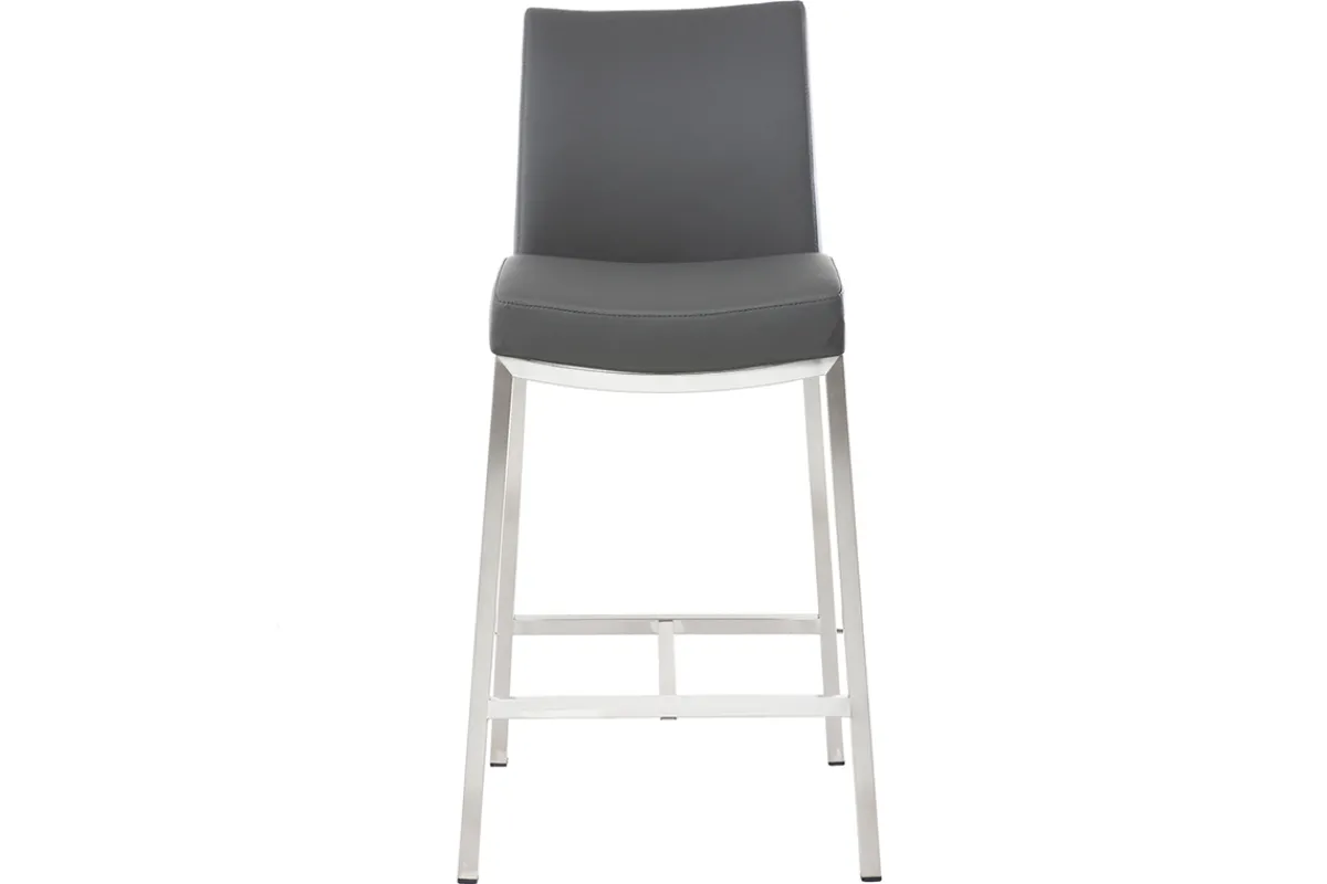 Miliboo Barhocker Aluminium gebürstet PU Dunkelgrau 66 cm (2er-Set) OLLY* Barhocker