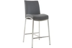 Miliboo Barhocker Aluminium gebürstet PU Dunkelgrau 66 cm (2er-Set) OLLY* Barhocker