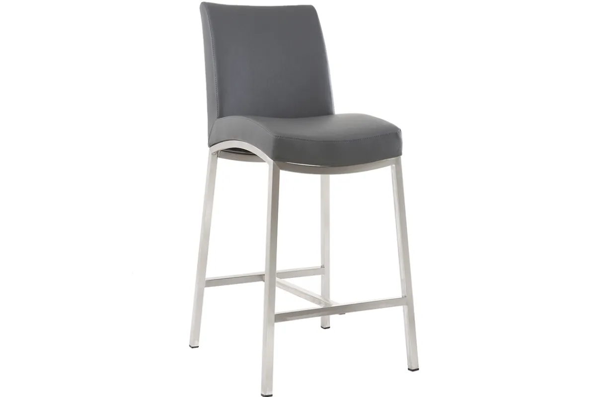 Miliboo Barhocker Aluminium gebürstet PU Dunkelgrau 66 cm (2er-Set) OLLY* Barhocker