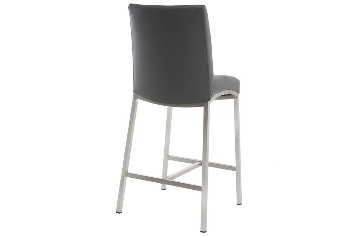 Miliboo Barhocker Aluminium gebürstet PU Dunkelgrau 66 cm (2er-Set) OLLY* Barhocker