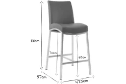 Miliboo Barhocker Aluminium gebürstet PU Dunkelgrau 66 cm (2er-Set) OLLY* Barhocker
