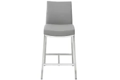 Miliboo Barhocker Aluminium gebürstet PU Hellgrau 66 cm (2er-Set) OLLY* Barhocker