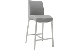 Miliboo Barhocker Aluminium gebürstet PU Hellgrau 66 cm (2er-Set) OLLY* Barhocker