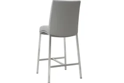 Miliboo Barhocker Aluminium gebürstet PU Hellgrau 66 cm (2er-Set) OLLY* Barhocker