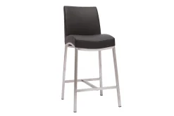 Miliboo Barhocker Aluminium gebürstet PU schwarz (2er-Set) OLLY* Barhocker
