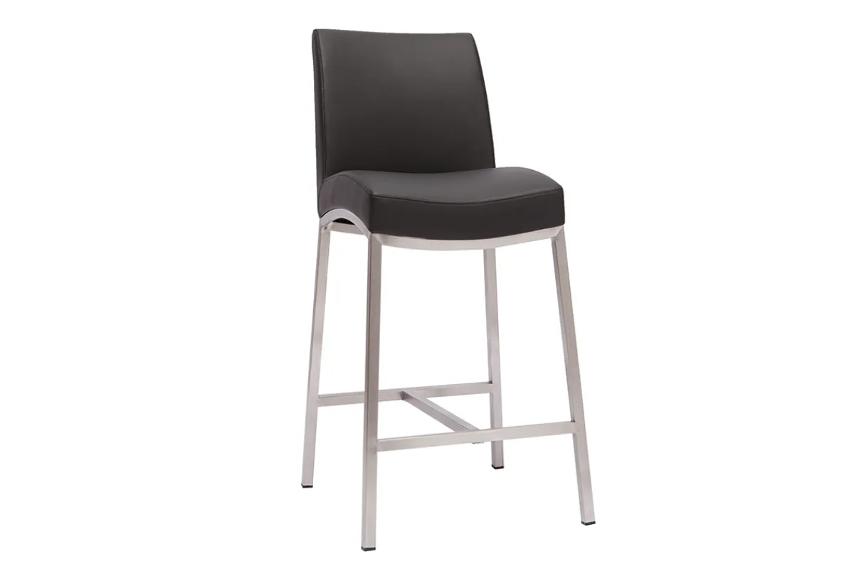 Miliboo Barhocker Aluminium gebürstet PU schwarz (2er-Set) OLLY* Barhocker