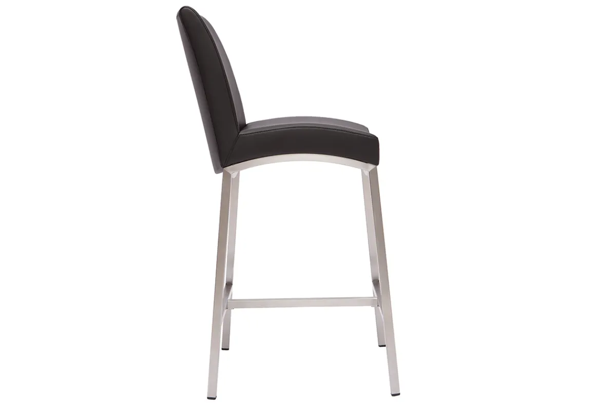 Miliboo Barhocker Aluminium gebürstet PU schwarz (2er-Set) OLLY* Barhocker