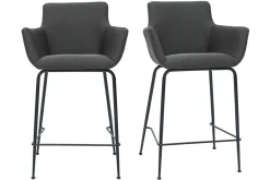 Miliboo Barhocker anthrazitgrauer Stoff H65 cm (2er-Set) CARLIE* Barhocker