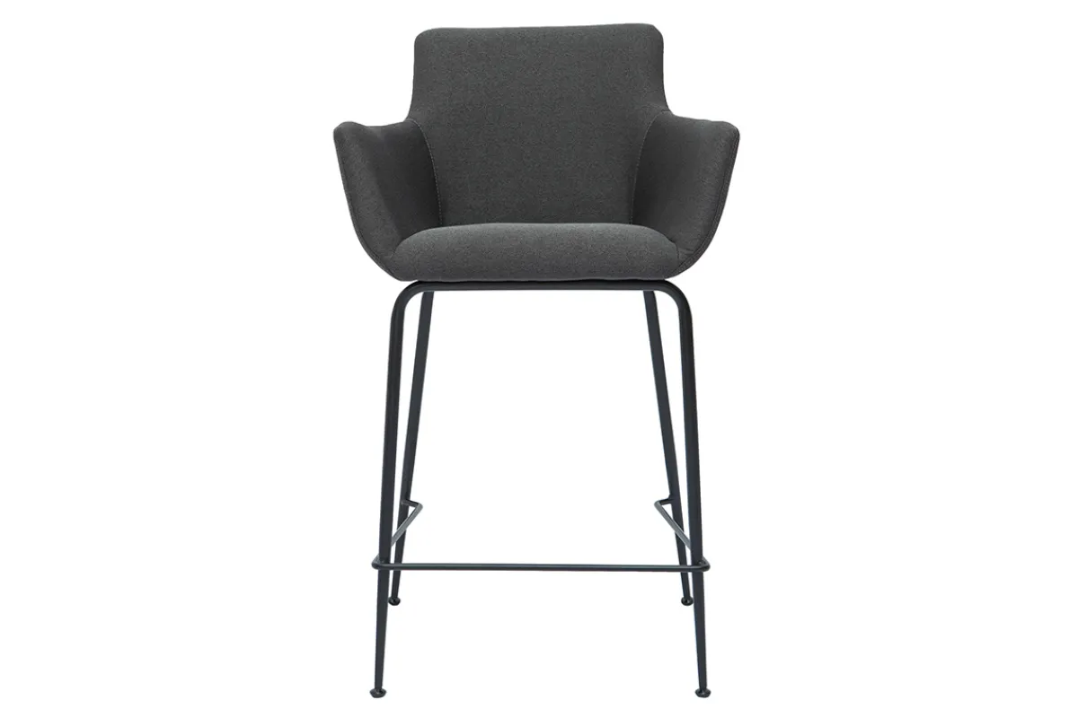 Miliboo Barhocker anthrazitgrauer Stoff H65 cm (2er-Set) CARLIE* Barhocker