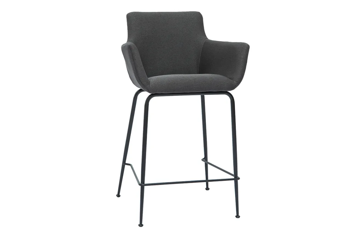 Miliboo Barhocker anthrazitgrauer Stoff H65 cm (2er-Set) CARLIE* Barhocker
