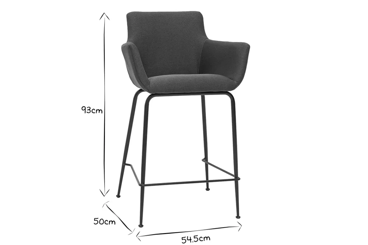 Miliboo Barhocker anthrazitgrauer Stoff H65 cm (2er-Set) CARLIE* Barhocker