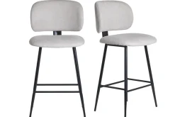 Miliboo Barhocker aus beigem Stoff mit Samteffekt und Metall H70 cm (2er-Set) ATRIUM* Barhocker