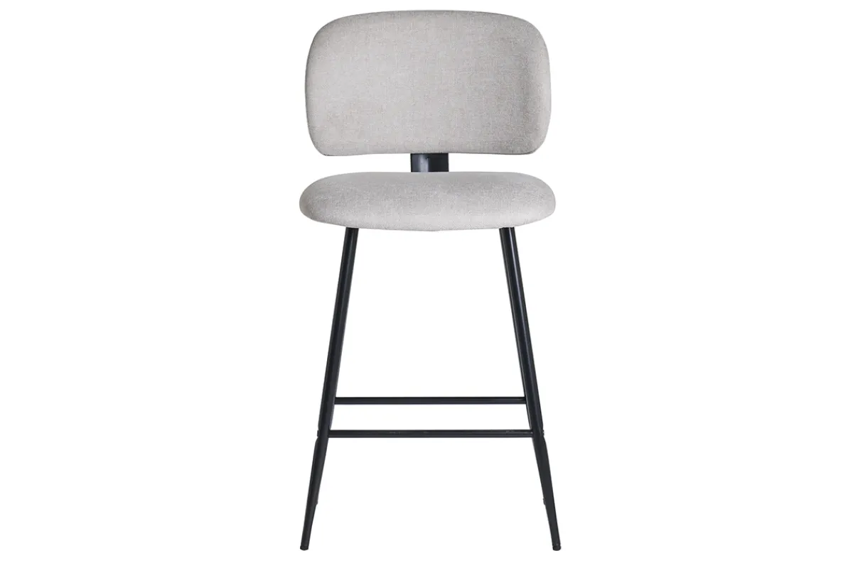 Miliboo Barhocker aus beigem Stoff mit Samteffekt und Metall H70 cm (2er-Set) ATRIUM* Barhocker