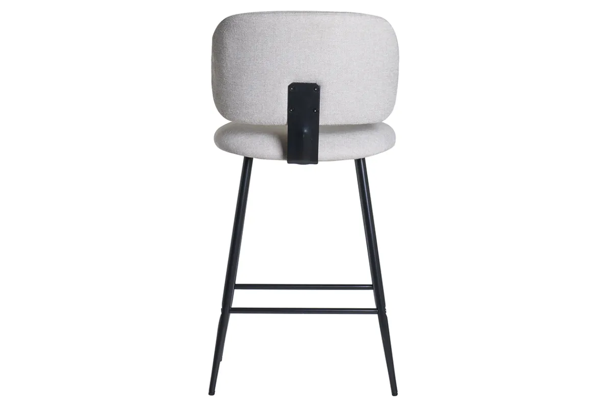 Miliboo Barhocker aus beigem Stoff mit Samteffekt und Metall H70 cm (2er-Set) ATRIUM* Barhocker