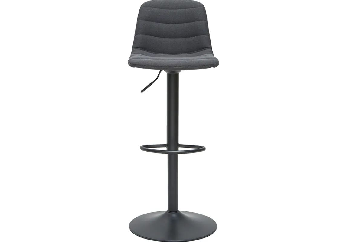 Miliboo Barhocker aus dunkelgrauem Stoff und Metall, höhenverstellbar ( 2er-Set) SAURY* Barhocker