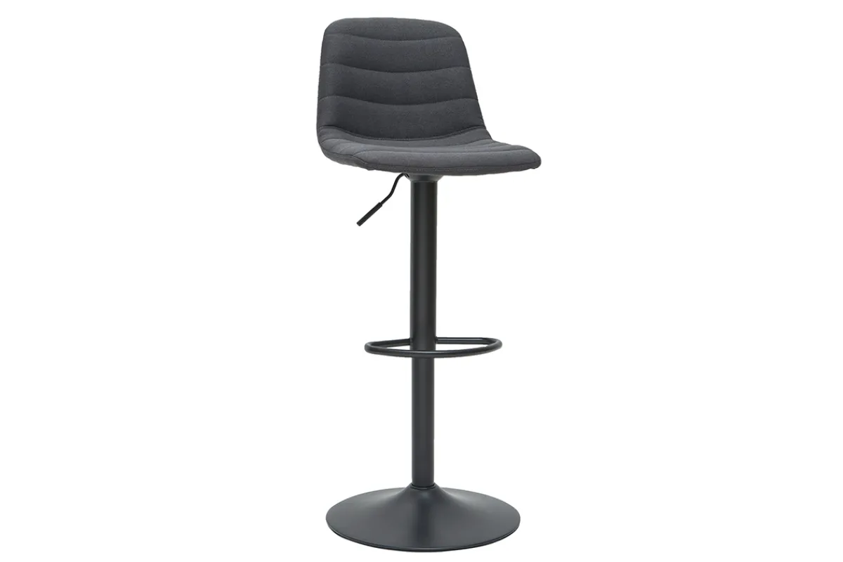 Miliboo Barhocker aus dunkelgrauem Stoff und Metall, höhenverstellbar ( 2er-Set) SAURY* Barhocker