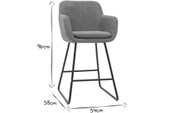 Miliboo Barhocker aus grauem Stoff mit Samteffekt H65 cm (2er-Satz) AMIKA* Barhocker