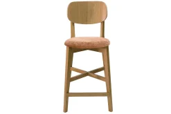 Miliboo Barhocker aus hellem Eichenholz und Stoff mit Samteffekt Terracotta H65 cm LUCIA* Barhocker