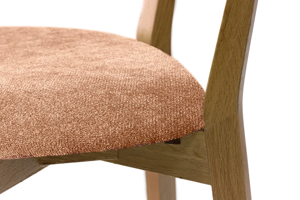 Miliboo Barhocker aus hellem Eichenholz und Stoff mit Samteffekt Terracotta H65 cm LUCIA* Barhocker