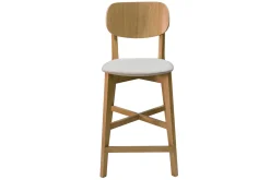 Miliboo Barhocker aus hellem Holz, massiver Eiche und beigem Stoff H65 cm LUCIA* Barhocker