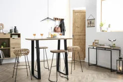 Miliboo Barhocker aus massivem Metall und Mangoholz 75 cm (2er-Satz) RUNKO* Barhocker