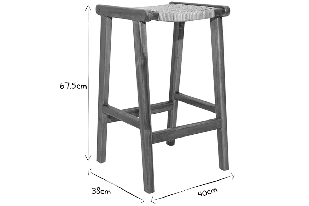 Miliboo Barhocker aus massivem Teakholz und Rattangeflecht H65 cm (2er-Set) GAWA* Barhocker