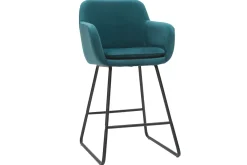Miliboo Barhocker aus petrol Stoff mit Samteffekt H65 cm (2er-Satz) AMIKA* Barhocker