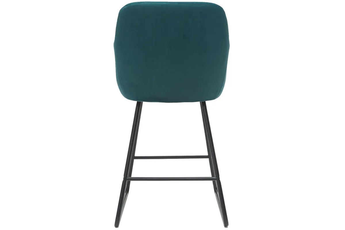 Miliboo Barhocker aus petrol Stoff mit Samteffekt H65 cm (2er-Satz) AMIKA* Barhocker