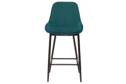 Miliboo Barhocker aus petrolblauem Samtstoff und schwarzem Metall H 65 cm (2er-Set) HOLO* Barhocker