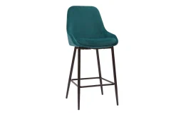 Miliboo Barhocker aus petrolblauem Samtstoff und schwarzem Metall H 65 cm (2er-Set) HOLO* Barhocker