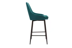 Miliboo Barhocker aus petrolblauem Samtstoff und schwarzem Metall H 65 cm (2er-Set) HOLO* Barhocker