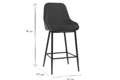 Miliboo Barhocker aus petrolblauem Samtstoff und schwarzem Metall H 65 cm (2er-Set) HOLO* Barhocker