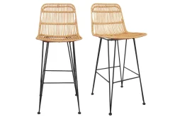 Miliboo Barhocker aus Rattan naturfarben 2-er Set MALACCA* Barhocker