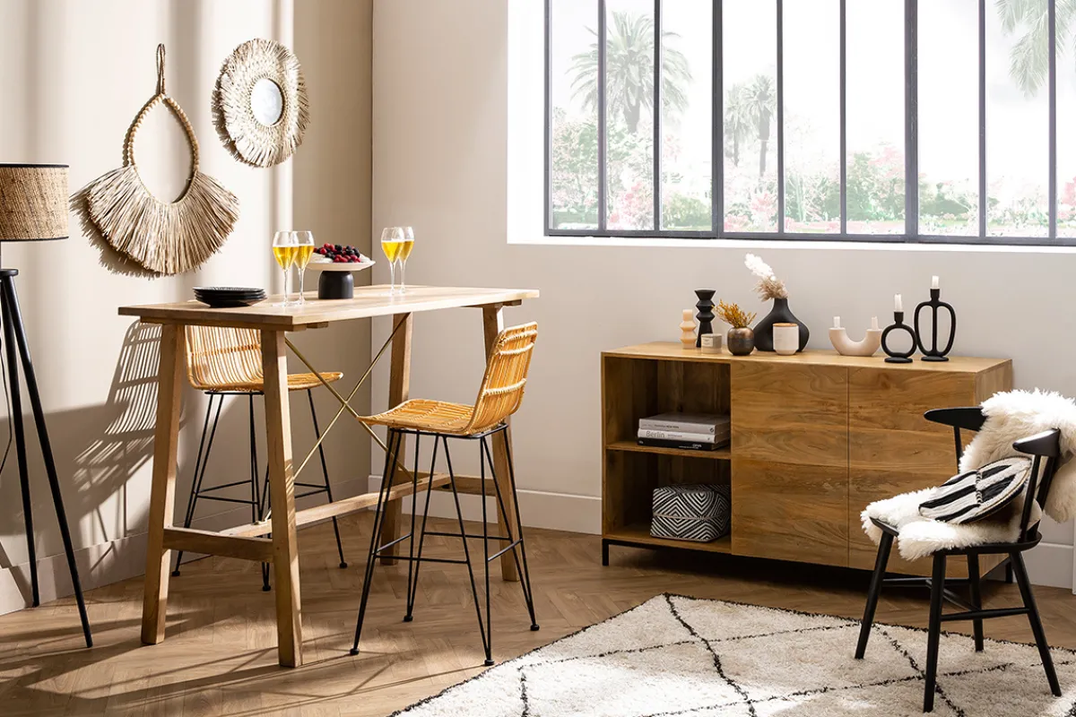 Miliboo Barhocker aus Rattan naturfarben 2-er Set MALACCA* Barhocker