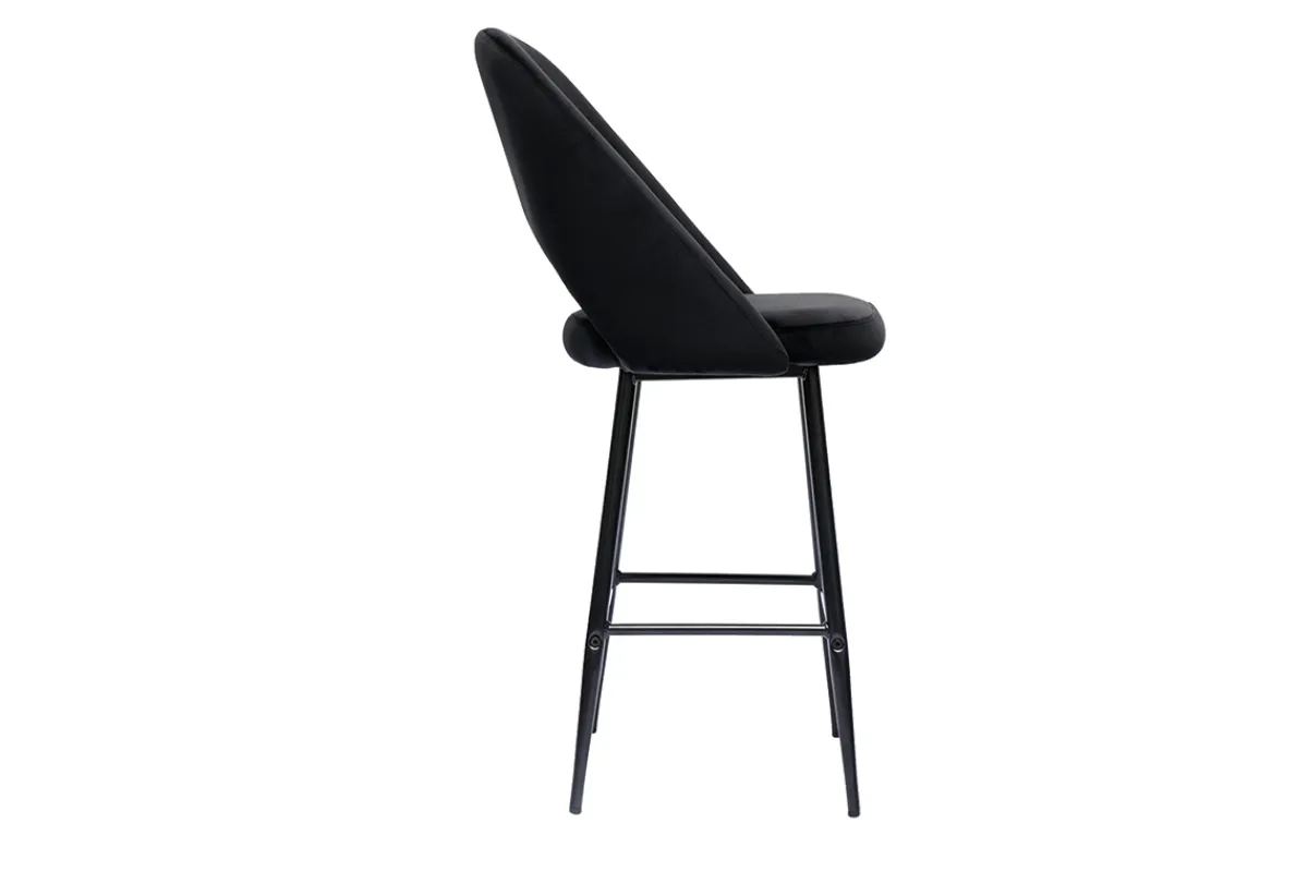 Miliboo Barhocker aus schwarzem Samt und Metall H65 cm (2er-Set) COSETTE* Barhocker