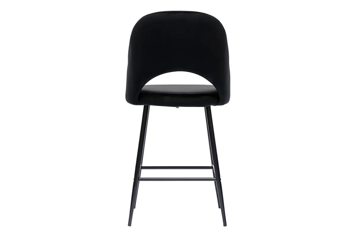 Miliboo Barhocker aus schwarzem Samt und Metall H65 cm (2er-Set) COSETTE* Barhocker